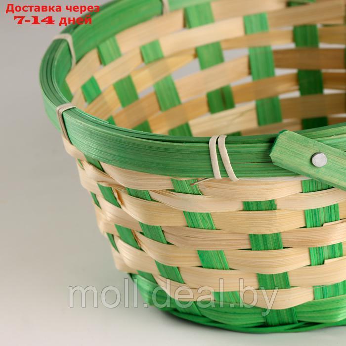 Корзина плетеная, D21хH24 см, зеленый, бамбук - фото 2 - id-p227081710
