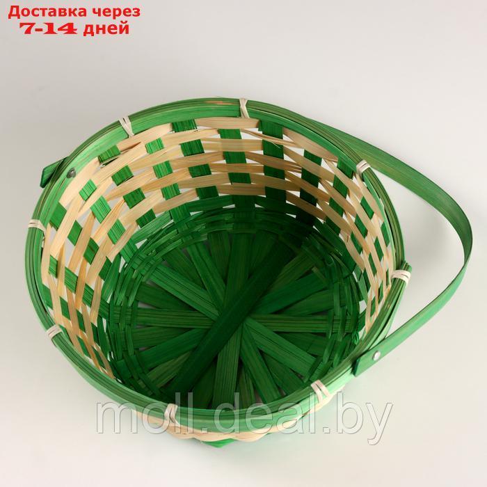 Корзина плетеная, D21хH24 см, зеленый, бамбук - фото 3 - id-p227081710