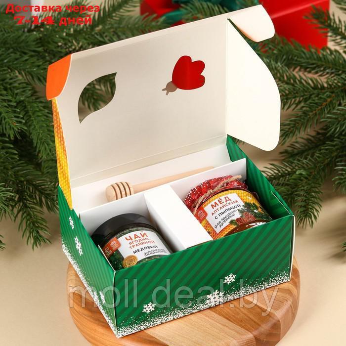 Подарочный набор "Крепкого иммунитета": алтайский мёд с пыльцой 240 г., ягодно-травяной чай 50 г., ложка для - фото 2 - id-p227095206