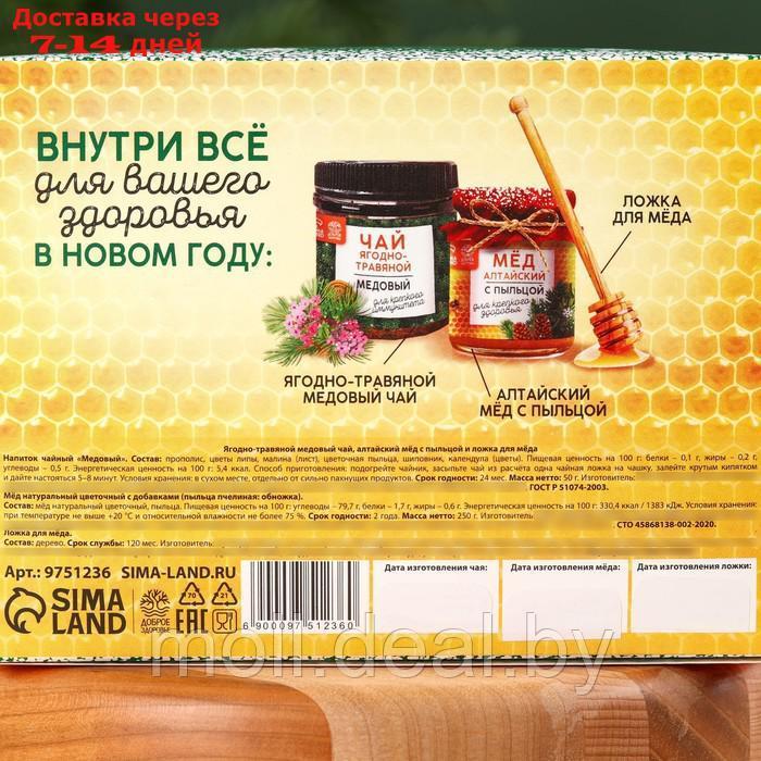 Подарочный набор "Крепкого иммунитета": алтайский мёд с пыльцой 240 г., ягодно-травяной чай 50 г., ложка для - фото 7 - id-p227095206