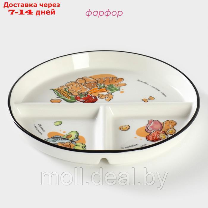 Тарелка фарфоровая для правильного питания Доляна, d=23 см - фото 3 - id-p227076736