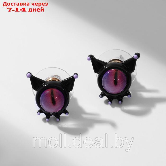 Серьги с эмалью "Монстрики" с ушами, цвет чёрный - фото 1 - id-p227086672