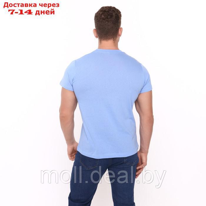 Футболка мужская однотонная, цвет светло-голубой, размер 48 - фото 4 - id-p227102493