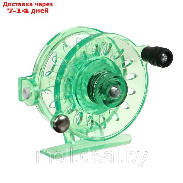 Катушка инерционная, пластик, диаметр 6 см, направляющая лески, цвет зеленый, 109 - фото 3 - id-p227089656