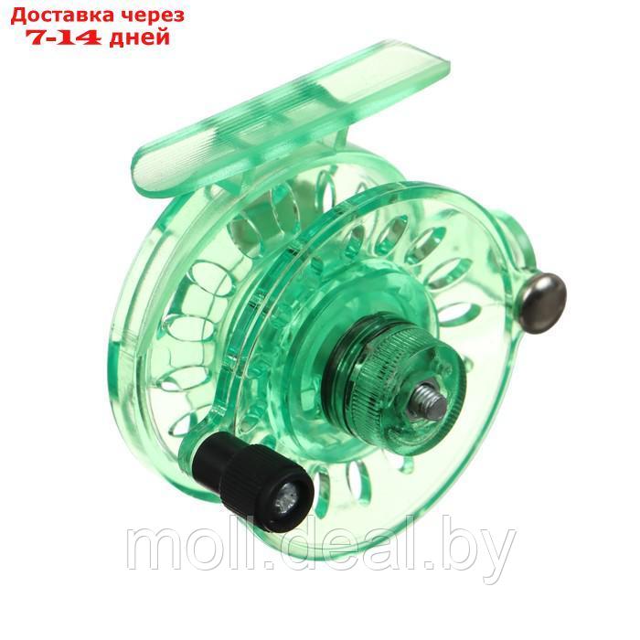 Катушка инерционная, пластик, диаметр 6 см, направляющая лески, цвет зеленый, 109 - фото 4 - id-p227089656