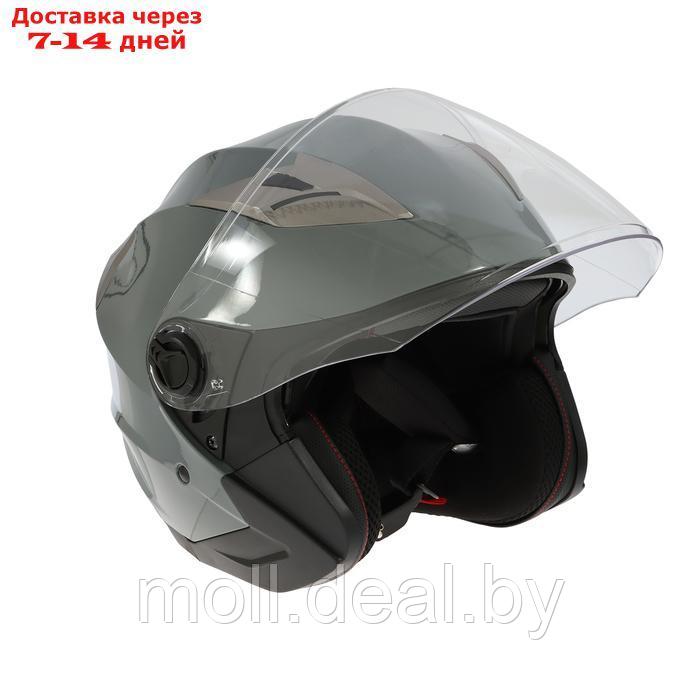 Шлем открытый с двумя визорами, размер S, модель - BLD-708E, серый глянцевый - фото 5 - id-p227089662