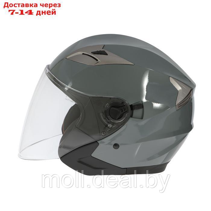 Шлем открытый с двумя визорами, размер S, модель - BLD-708E, серый глянцевый - фото 8 - id-p227089662
