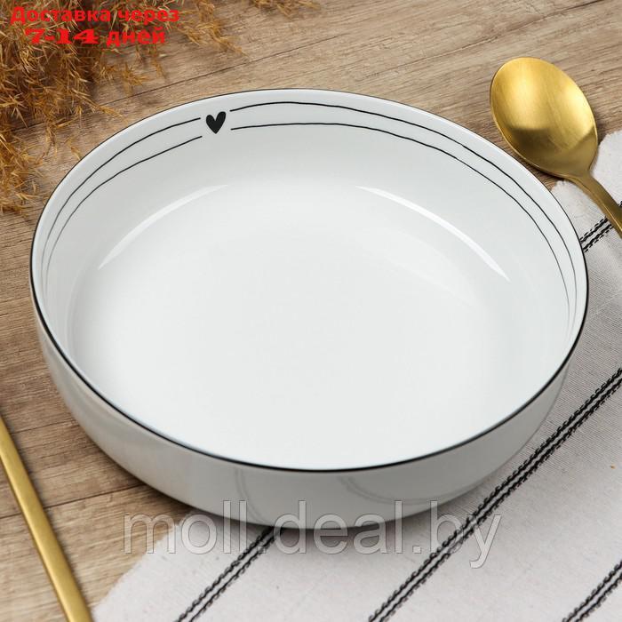 Глубокая тарелка керамическая "С любовью", 20 см, 1000 мл, цвет белый - фото 1 - id-p227076748
