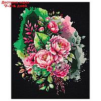 Картина по номерам на черном холсте "Розовый букет", 40 × 50 см