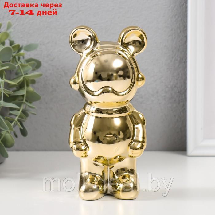Сувенир керамика "Мишка-космонавт" золото 8х6х18 см