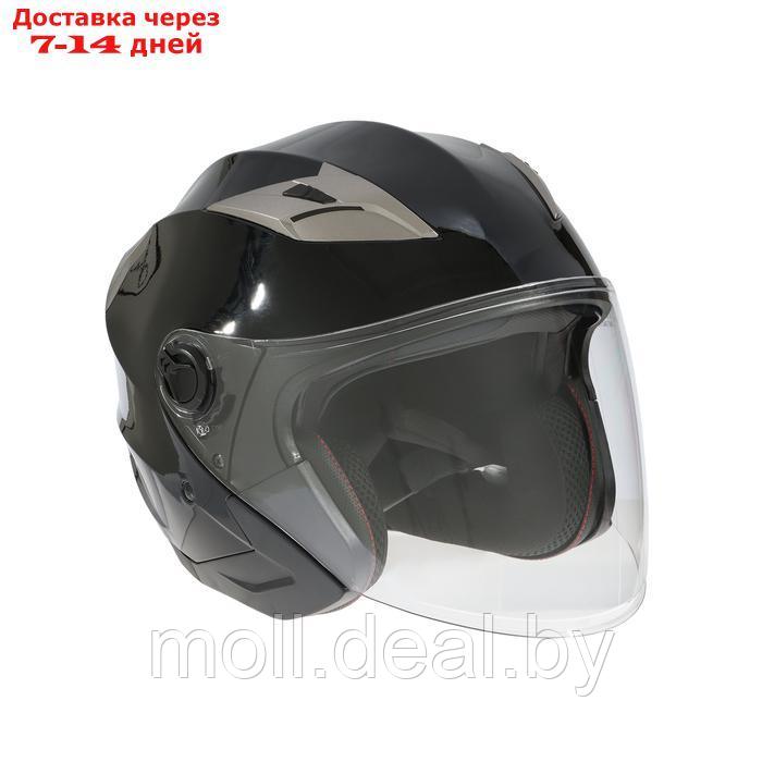 Шлем открытый с двумя визорами, размер XL, модель - BLD-708E, черный глянцевый - фото 4 - id-p227089664