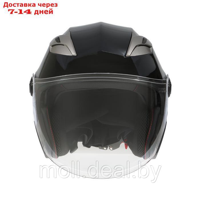 Шлем открытый с двумя визорами, размер XL, модель - BLD-708E, черный глянцевый - фото 7 - id-p227089664