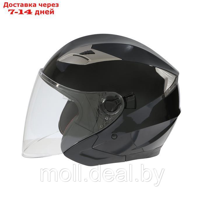 Шлем открытый с двумя визорами, размер XL, модель - BLD-708E, черный глянцевый - фото 8 - id-p227089664