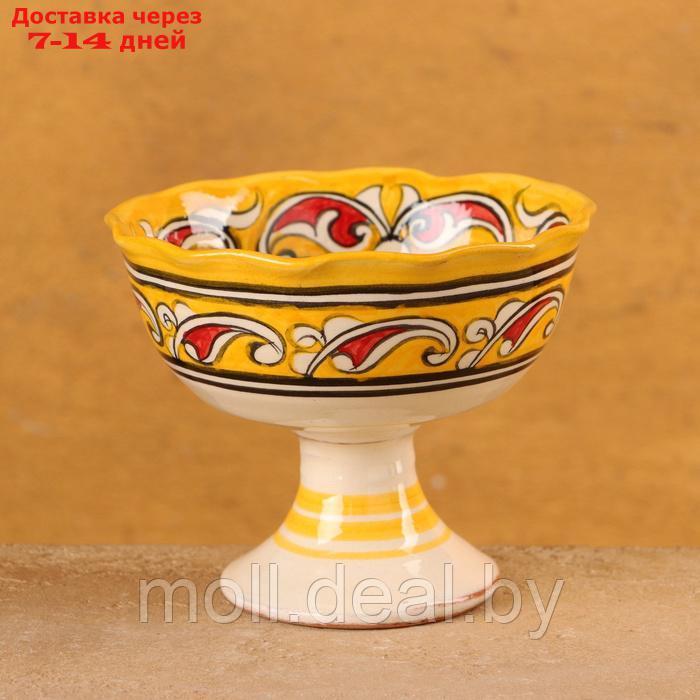 Конфетница Риштанская Керамика "Цветы", желтая 12 см, - фото 1 - id-p227076752