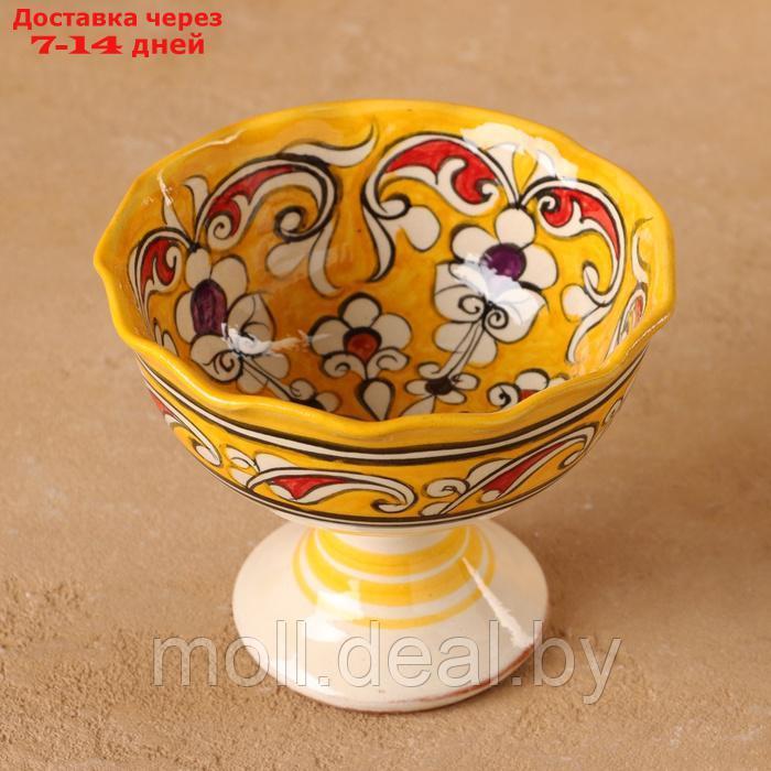 Конфетница Риштанская Керамика "Цветы", желтая 12 см, - фото 2 - id-p227076752
