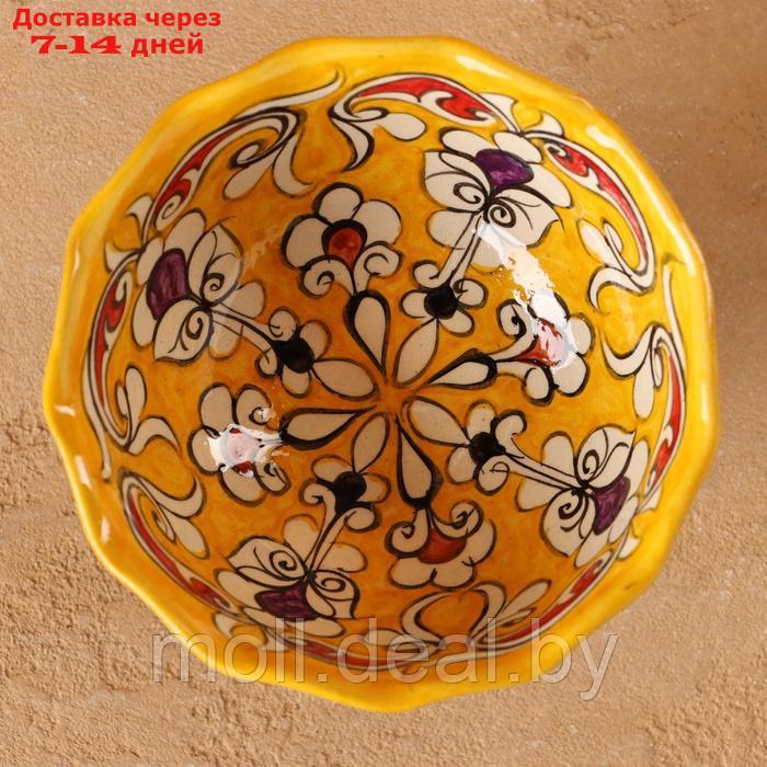 Конфетница Риштанская Керамика "Цветы", желтая 12 см, - фото 3 - id-p227076752