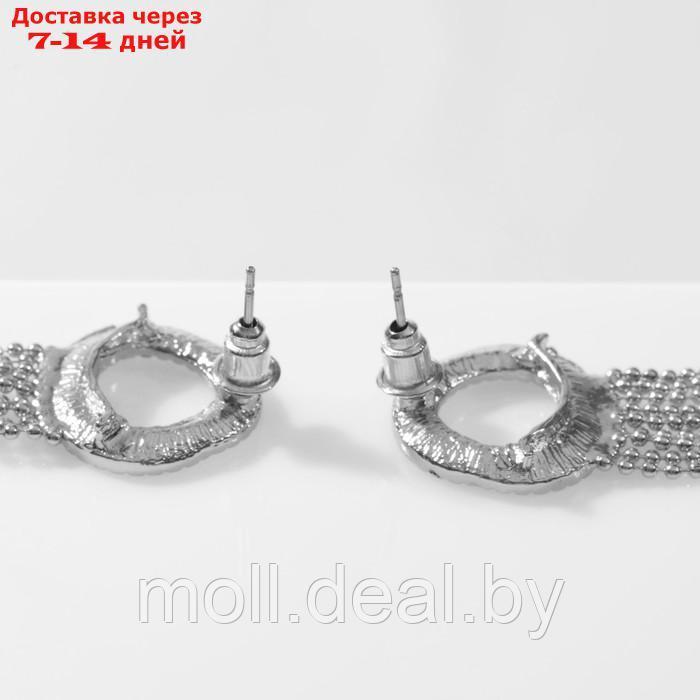 Серьги висячие "Круг" с цепочками, цвет серебро - фото 2 - id-p227086689