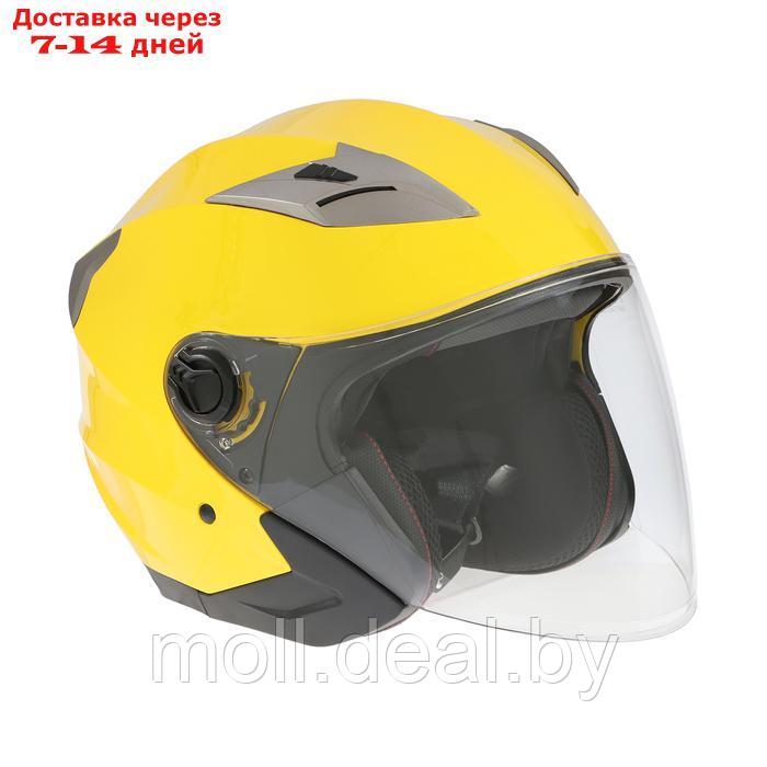 Шлем открытый с двумя визорами, размер L, модель - BLD-708E, желтый глянцевый - фото 4 - id-p227089678