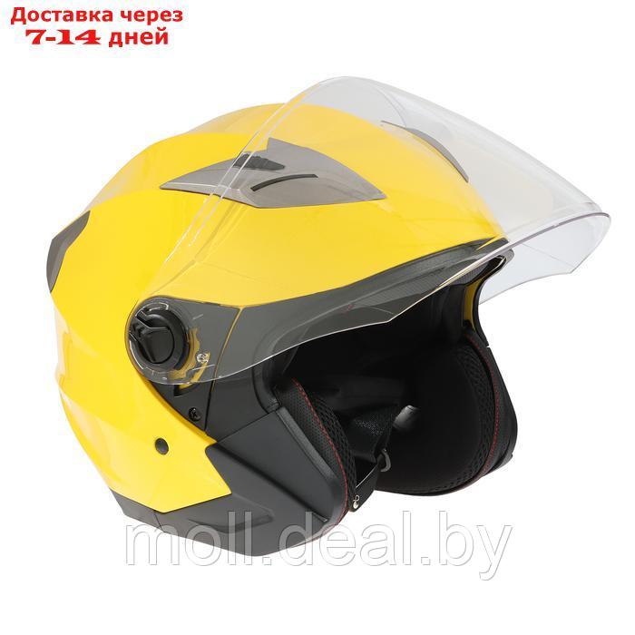 Шлем открытый с двумя визорами, размер L, модель - BLD-708E, желтый глянцевый - фото 5 - id-p227089678