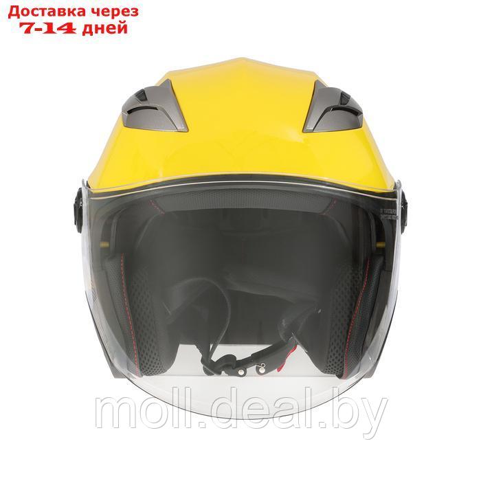Шлем открытый с двумя визорами, размер L, модель - BLD-708E, желтый глянцевый - фото 7 - id-p227089678