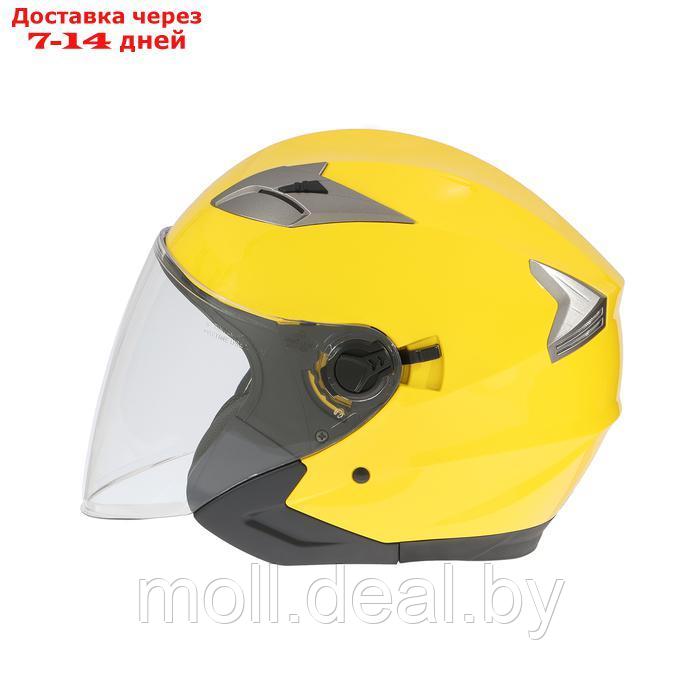 Шлем открытый с двумя визорами, размер L, модель - BLD-708E, желтый глянцевый - фото 8 - id-p227089678