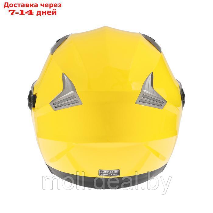 Шлем открытый с двумя визорами, размер L, модель - BLD-708E, желтый глянцевый - фото 9 - id-p227089678