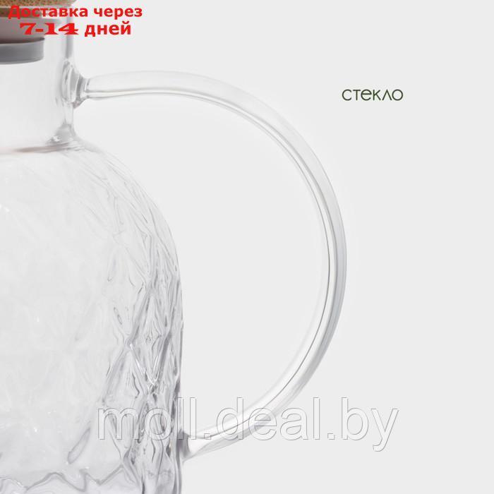 Чайник стеклянный заварочный с бамбуковой крышкой и металлическим фильтром BellaTenero "Круиз", 1 л, 16×10×12 - фото 2 - id-p227076764