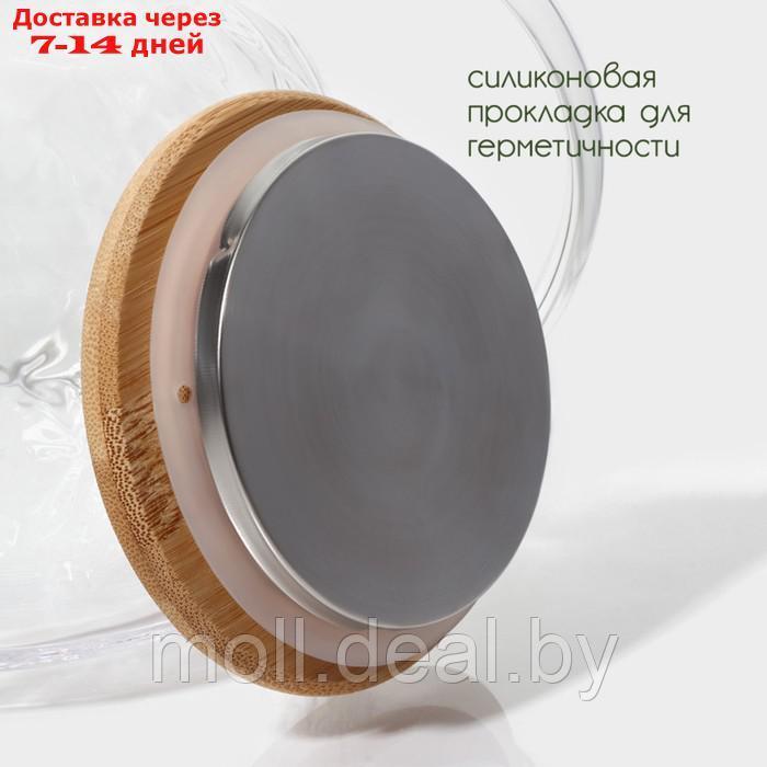 Чайник стеклянный заварочный с бамбуковой крышкой и металлическим фильтром BellaTenero "Круиз", 1 л, 16×10×12 - фото 4 - id-p227076764