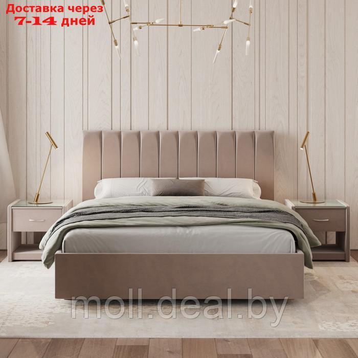 Кровать "Алькасар" с ПМ, 140×200 см, ЭКО деревянный каркас, ящик, велюр, цвет велутто 11