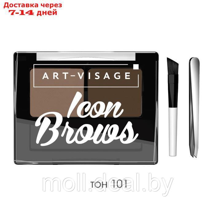 Двойные тени для бровей Art-Visage Icon Brows, тон 101 шатен, 3,6 г - фото 1 - id-p227108819