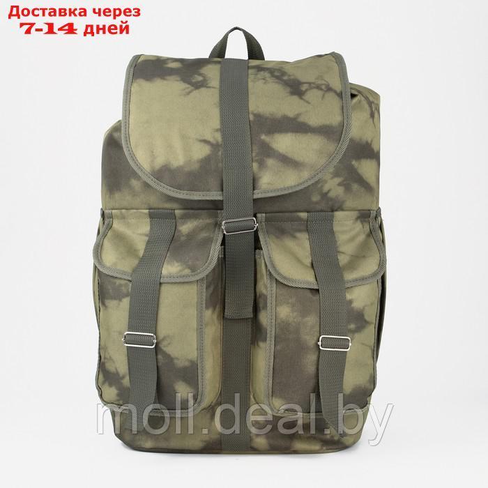 Рюкзак туристический, 55 л, отдел на шнурке, 3 наружных кармана, цвет хаки - фото 1 - id-p227112911
