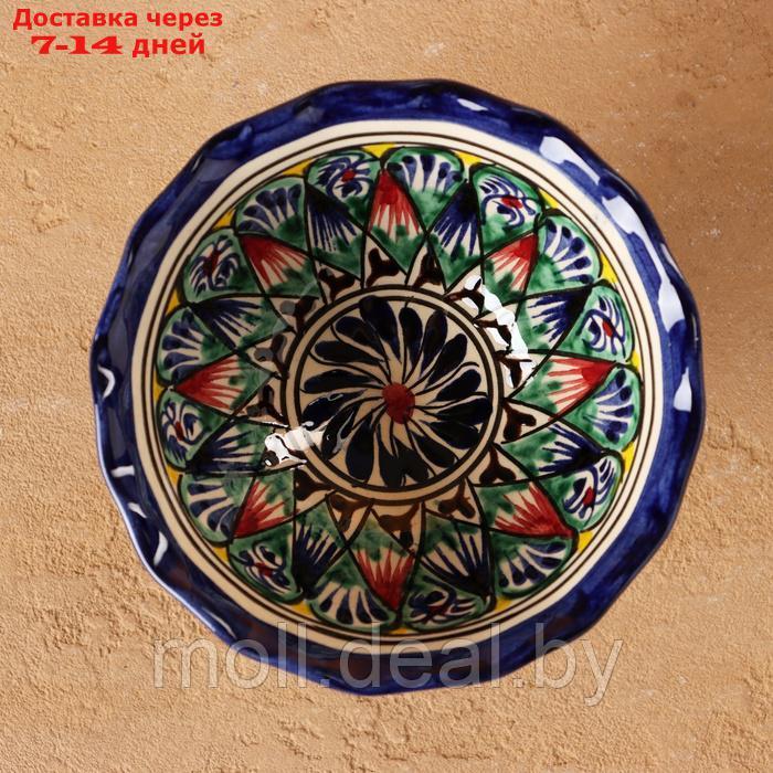 Конфетница Риштанская Керамика "Цветы", синяя 13 см, - фото 3 - id-p227076768