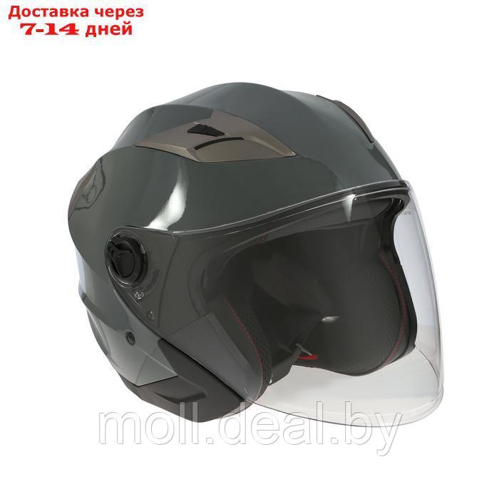 Шлем открытый с двумя визорами, размер L, модель - BLD-708E, серый глянцевый - фото 4 - id-p227089681