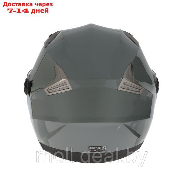 Шлем открытый с двумя визорами, размер L, модель - BLD-708E, серый глянцевый - фото 9 - id-p227089681