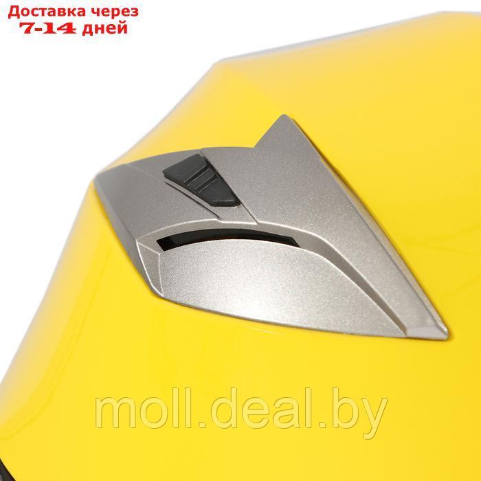 Шлем открытый с двумя визорами, размер M, модель - BLD-708E, желтый глянцевый - фото 2 - id-p227089682