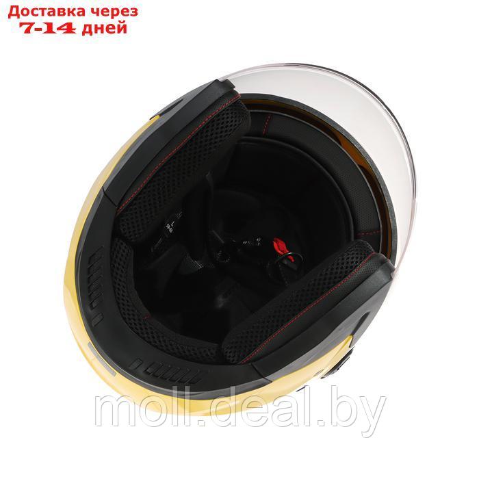 Шлем открытый с двумя визорами, размер M, модель - BLD-708E, желтый глянцевый - фото 10 - id-p227089682