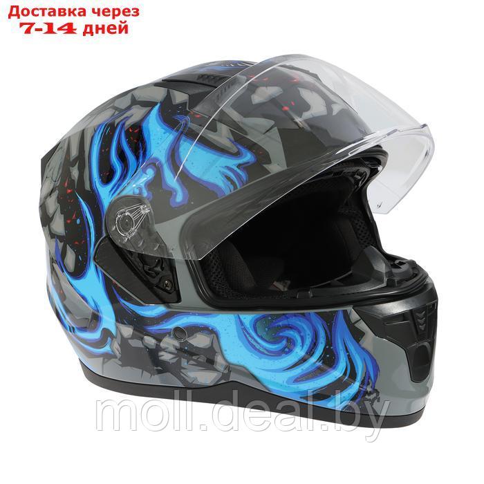 Шлем интеграл с двумя визорами, размер XL, модель BLD-M67E, черно-синий - фото 5 - id-p227089683