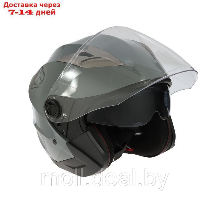 Шлем открытый с двумя визорами, размер XS, модель - BLD-708E, серый глянцевый - фото 6 - id-p227089687