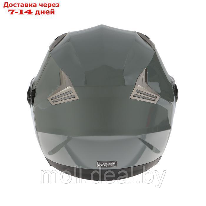 Шлем открытый с двумя визорами, размер XS, модель - BLD-708E, серый глянцевый - фото 9 - id-p227089687