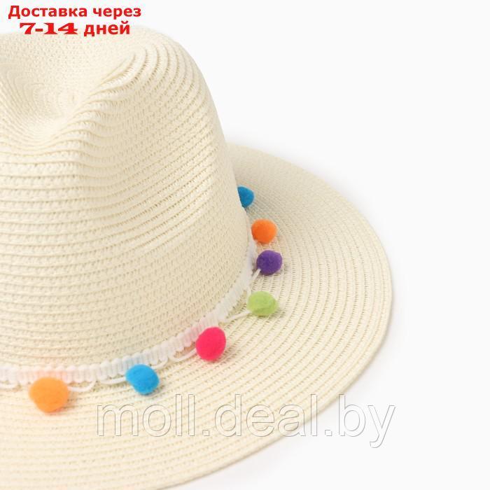 Шляпа женская с бомбошками, размер 54-56, цвет белый - фото 3 - id-p226886516