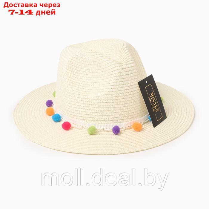 Шляпа женская с бомбошками, размер 54-56, цвет белый - фото 5 - id-p226886516