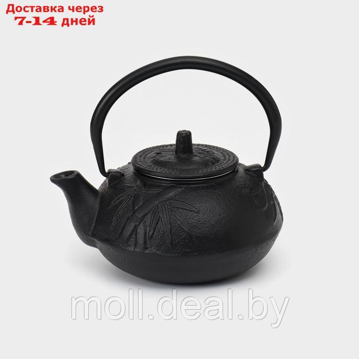 Чайник чугунный, 600 мл, с ситом, эмалированное покрытие внутри, цвет чёрный - фото 1 - id-p227076780