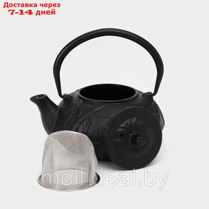 Чайник чугунный, 600 мл, с ситом, эмалированное покрытие внутри, цвет чёрный - фото 2 - id-p227076780