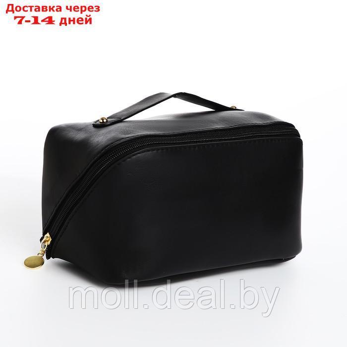 Косметичка-сумка, 22*10*10, 3 отд на молнии, с ручкой, черный - фото 1 - id-p227095382