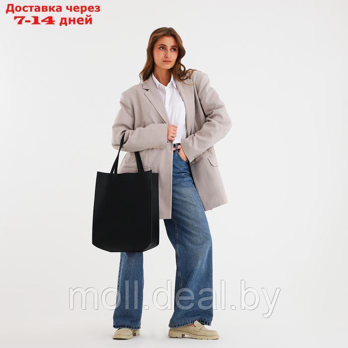 Сумка женская шопер без застёжки, цвет чёрный - фото 5 - id-p226887517