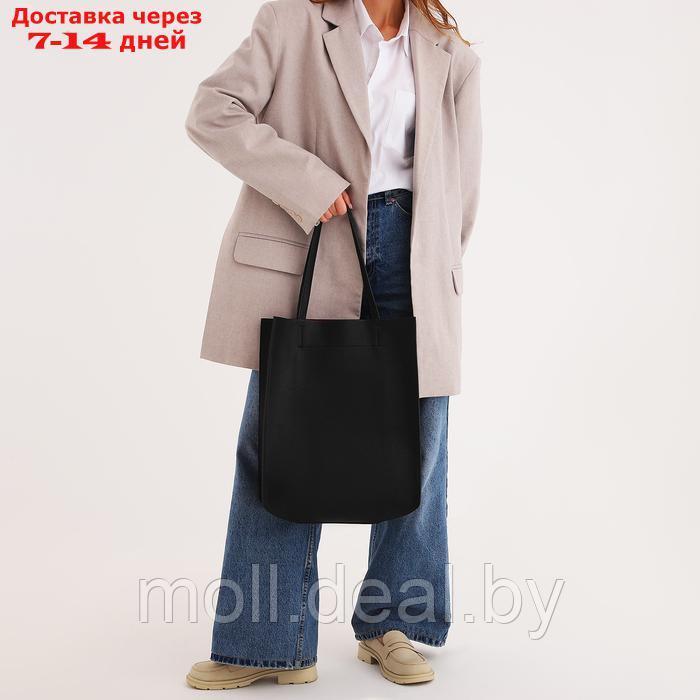 Сумка женская шопер без застёжки, цвет чёрный - фото 6 - id-p226887517