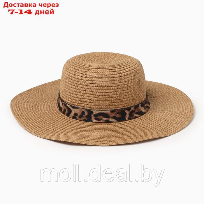 Шляпа женская с леопардовым ремешком MINAKU цвет коричневый, р-р 58 - фото 1 - id-p226886539