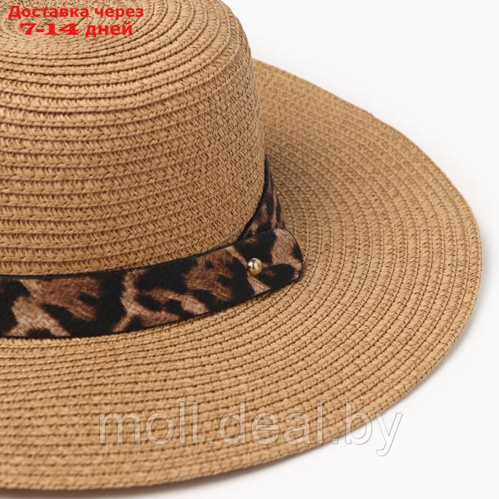 Шляпа женская с леопардовым ремешком MINAKU цвет коричневый, р-р 58 - фото 3 - id-p226886539