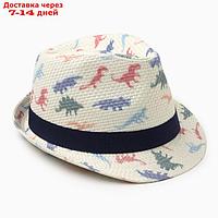 Шляпа для мальчиков "Динозаврики" MINAKU, р-р 52-54, цв. молочный