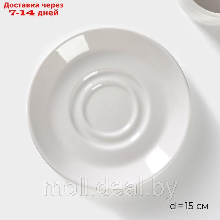 Набор чайный фарфоровый Magistro Basic bistro, 4 предмета: 2 чашки 200 мл, 2 блюдца d=15 см, цвет белый - фото 3 - id-p227076803
